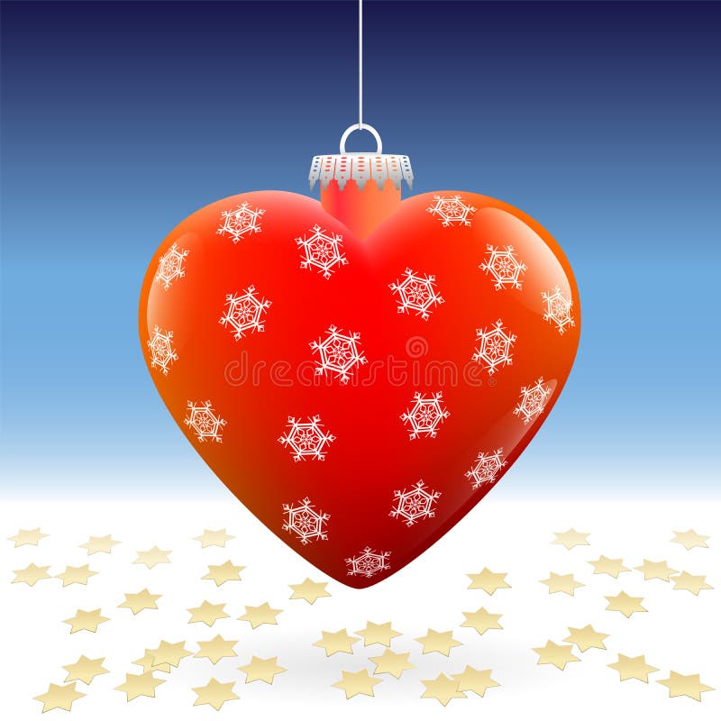 Estrellas de la nieve del corazón de la bola de la Navidad stock de ilustración Estrellas de la nieve del corazón de la bola de la Navidad stock de ilustración