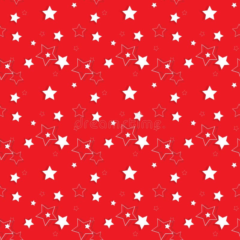 Estrellas Del Blanco En Un Fondo Rojo Modelo Inconsútil Ilustración Del
