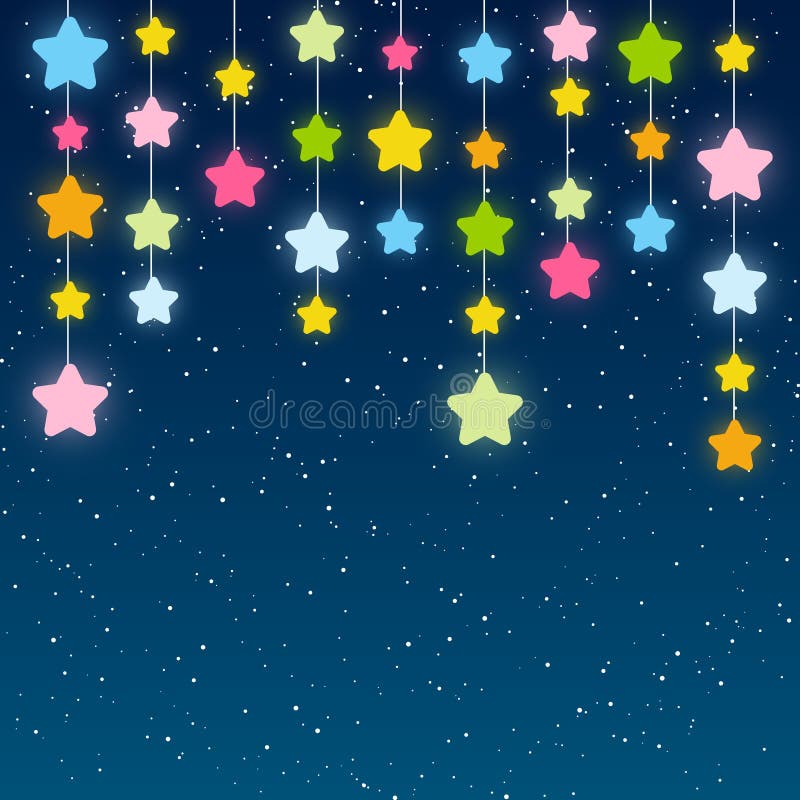Estrellas Del Color En Fondo Del Cielo Azul Ilustración del Vector -  Ilustración de estrella, estrellado: 56887954