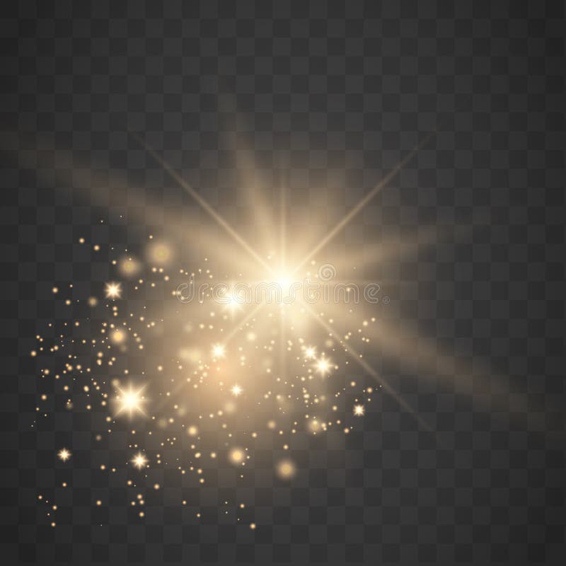 Estrellas ligeras que brillan intensamente con las chispas Efecto luminoso de oro stock de ilustración Estrellas ligeras que brillan intensamente con las chispas Efecto luminoso de oro stock de ilustración