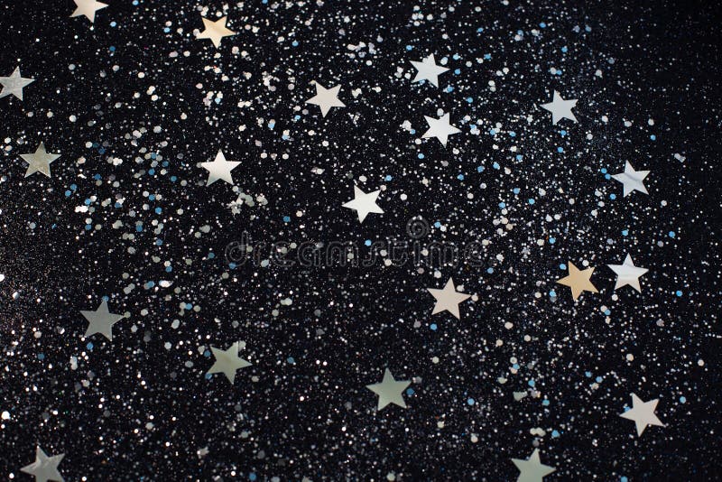 Estrellas Plateadas Sobre Fondo Negro. Superposición De Estrella Perfecta.  Foto de archivo - Imagen de navidad, espacio: 202140846
