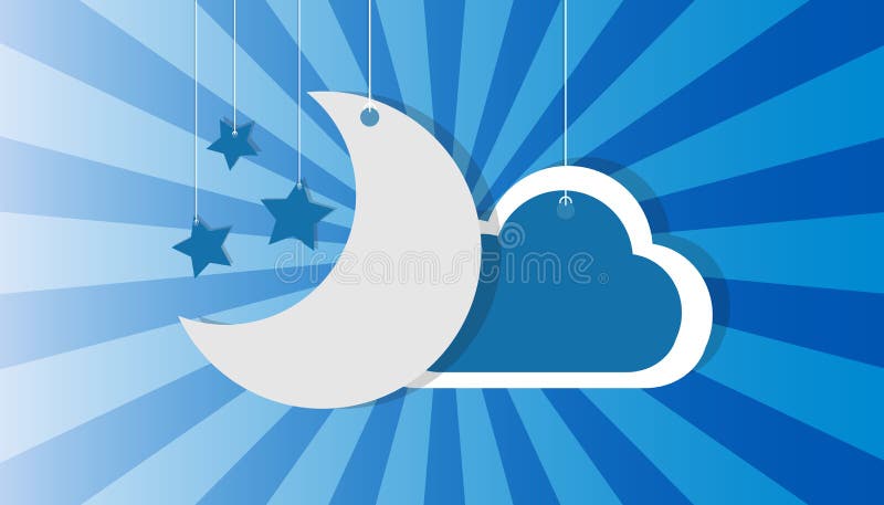 Estrellas y nube - iconos de la luna de la ejecución del vector sobre fondo azul del resplandor solar libre illustration Estrellas y nube - iconos de la luna de la ejecución del vector sobre fondo azul del resplandor solar libre illustration