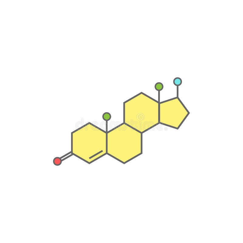 Estructura molécula de testosterona. icono de línea de color aislado en fondo blanco