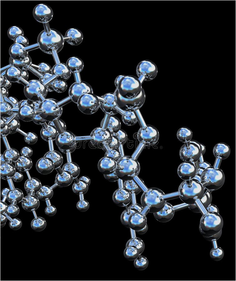 3D rendered silver reflective DNA structure on black background. 3D rendered silver reflective DNA structure on black background