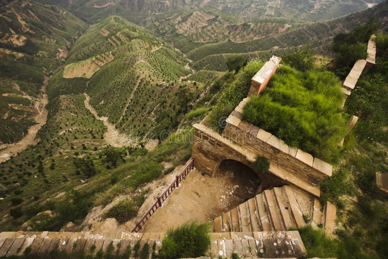 Built structure in the mountains on the side of a hill, Shanxi Province, China. Built structure in the mountains on the side of a hill, Shanxi Province, China