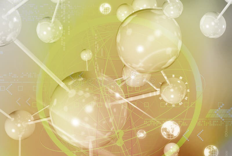 Computer generated illustration of a molecular structure and ball. Computer generated illustration of a molecular structure and ball