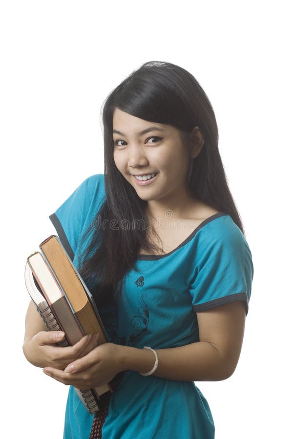 Aluno asiático feliz imagem de stock