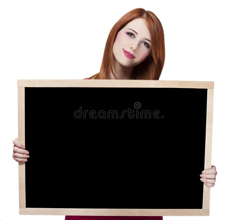 Estudiante del Redhead con la pizarra. imagen de archivo libre de regalías