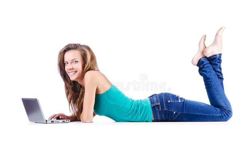 Estudiante que estudia con la computadora portátil fotografía de archivo libre de regalías