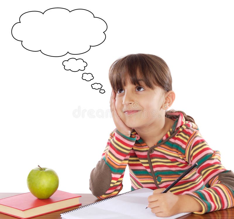 Menina adorável a estudar imagem de stock