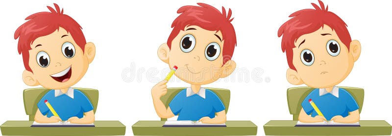 Estudo do menino dos desenhos animados ilustração stock Estudo do menino dos desenhos animados ilustração stock