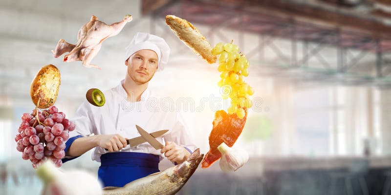 Está loco por cocinar Medios mixtos imagen de archivo