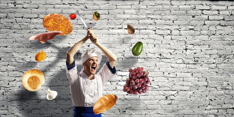 Está loco por cocinar Medios mixtos imagen de archivo