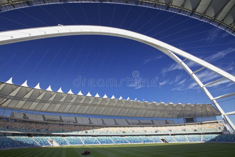 One of the new stadiums built in preparation for the 2010 Fifa soccer world cup to be held in South Africa. In the city of Durban, the Moses Mabhida Stadium. One of the new stadiums built in preparation for the 2010 Fifa soccer world cup to be held in South Africa. In the city of Durban, the Moses Mabhida Stadium.