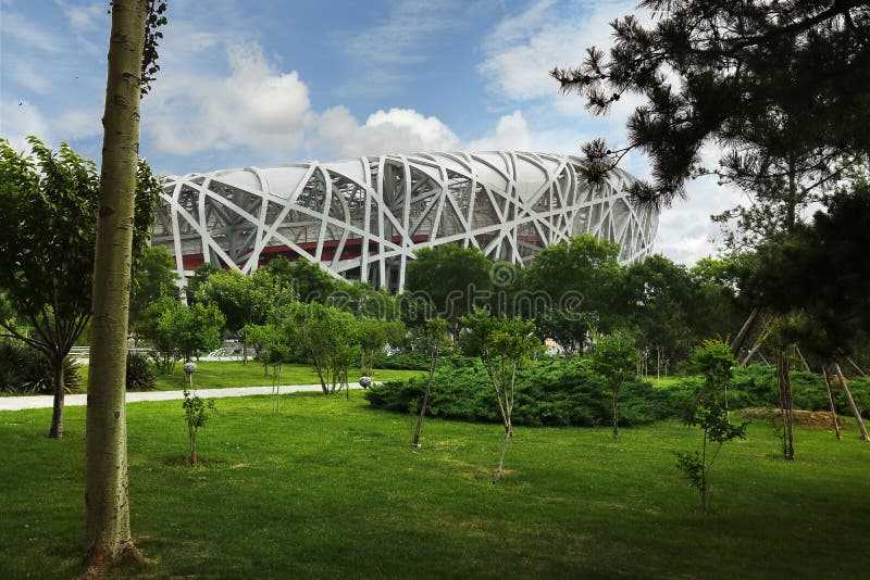 Estádio do ninho do pássaro no Pequim, China foto de stock Estádio do ninho do pássaro no Pequim, China foto de stock