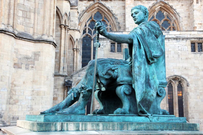 Statue of Constantine I outside York Minster in England , UK. Statue of Constantine I outside York Minster in England , UK