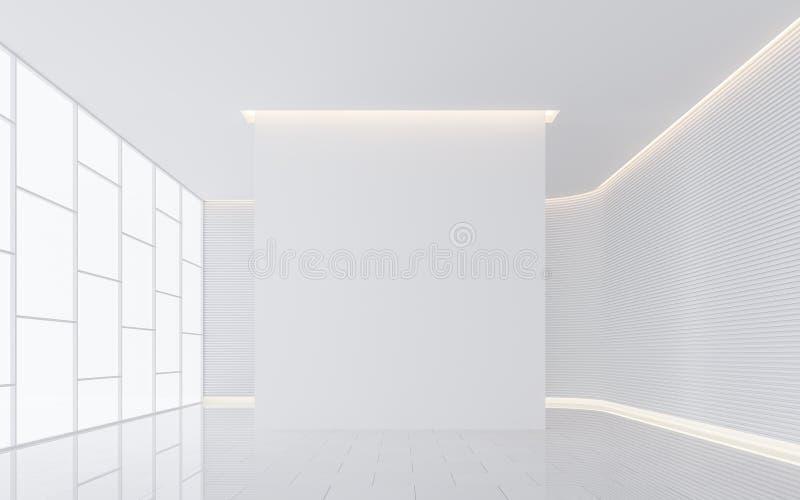 Esvazie a imagem interior da rendição 3d do espaço moderno da sala branca