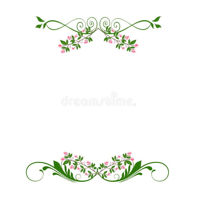 Esverdeie divisores florais cor-de-rosa dos redemoinhos ilustração royalty free Esverdeie divisores florais cor-de-rosa dos redemoinhos ilustração royalty free