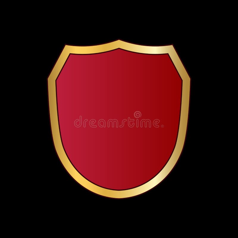 Or et icône rouge de forme de bouclier Signe métallique d'emblème de logo d'isolement sur le fond noir Symbole de bouclier de for illustration de vecteur Or et icône rouge de forme de bouclier Signe métallique d'emblème de logo d'isolement sur le fond noir Symbole de bouclier de for illustration de vecteur