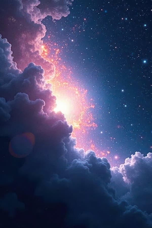 Eteral vit nebuli som vrider mjukt mot en mörk, void nebula konst vektor illustrationer