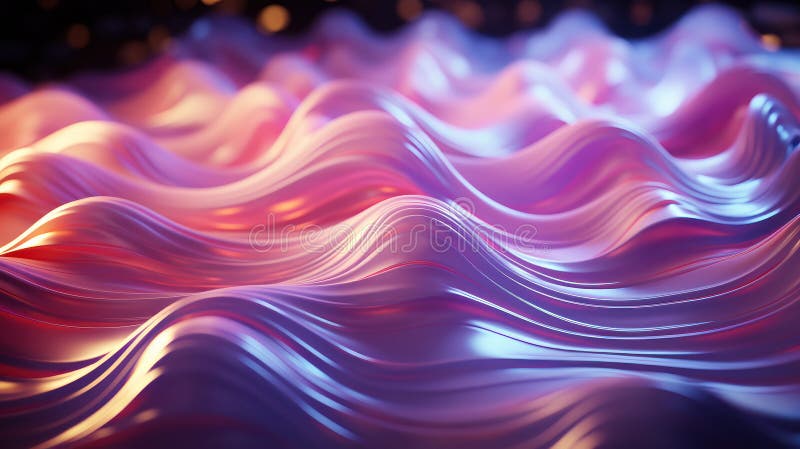 Eterisk radians : holografiska neonvätskevågor i 3d stock illustrationer
