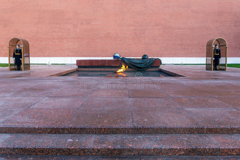 Eternal flame in Moscow guarded by soldiers stock photos Eternal flame in Moscow guarded by soldiers stock photos