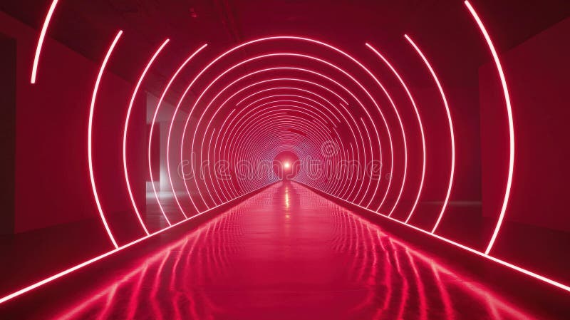 Eteryczny wir neonu doświadcza futurystycznego tunelu wizualne środowisko urbanistyczne immersyjna perspektywa estetyka cyfrowa royalty ilustracja