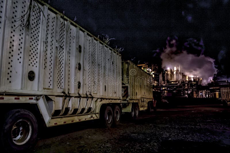 Ethanol Manufacturing Plant at night