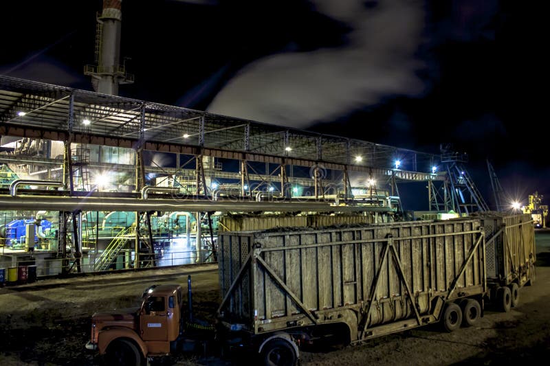 Ethanol Manufacturing Plant at night