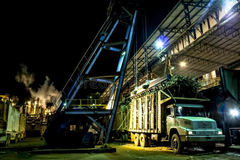 Ethanol Manufacturing Plant at night