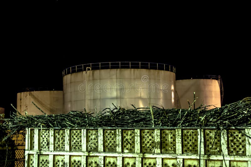 Ethanol Manufacturing Plant at night