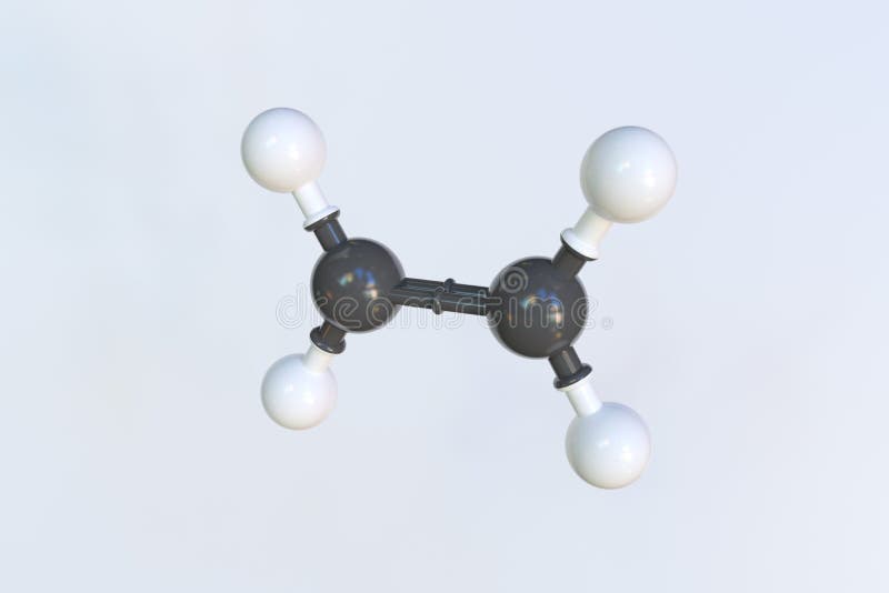 Ethene Molecule, Isolated Molecular Model. 3D Rendering Stock ...