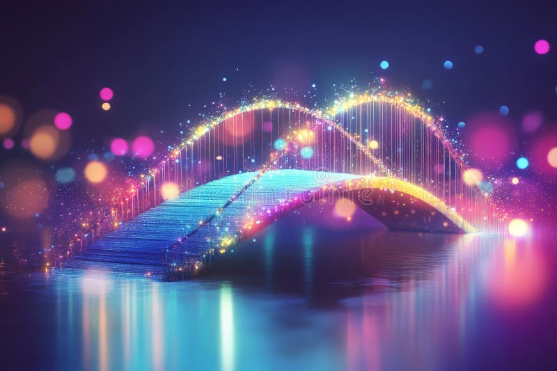 Etheral Neural Connection Bridge vektor illustrationer