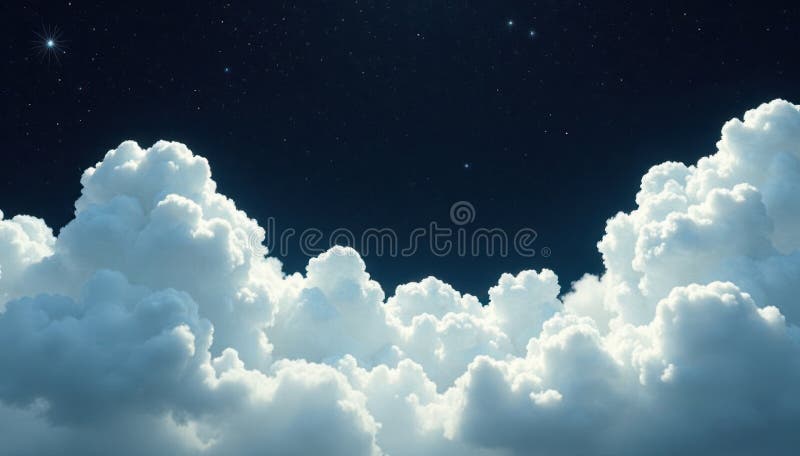 Etheral white clouds driver över en djup svart tejselement konst vektor illustrationer