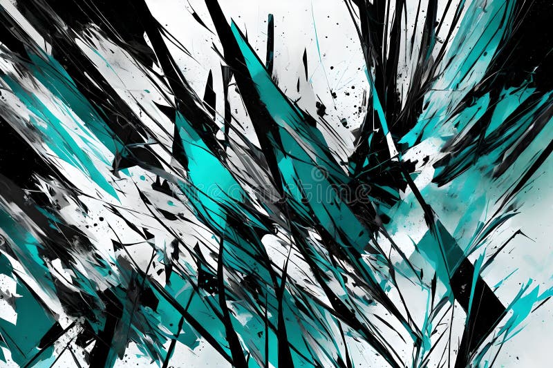 Ethereal convergence: abstract vector art in cyan, black, and white royalty free illustration