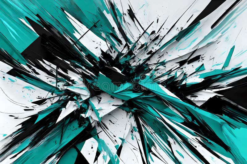 Ethereal convergence: abstract vector art in cyan, black, and white royalty free illustration