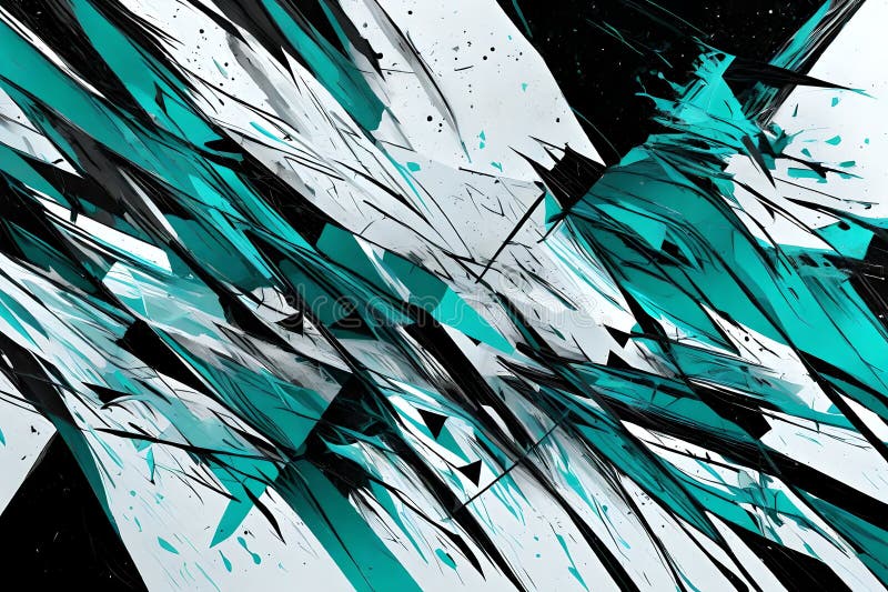 Ethereal convergence: abstract vector art in cyan, black, and white stock illustration
