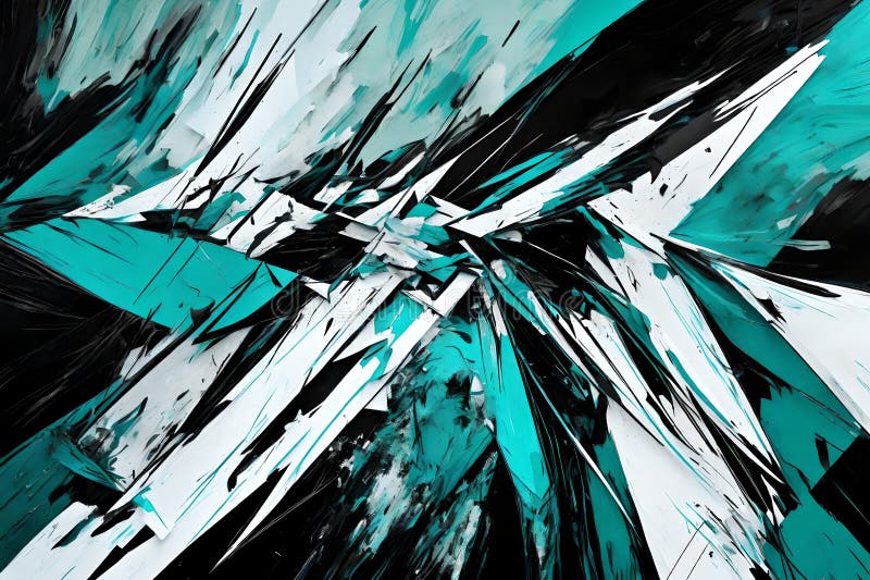 Ethereal convergence: abstract vector art in cyan, black, and white royalty free illustration
