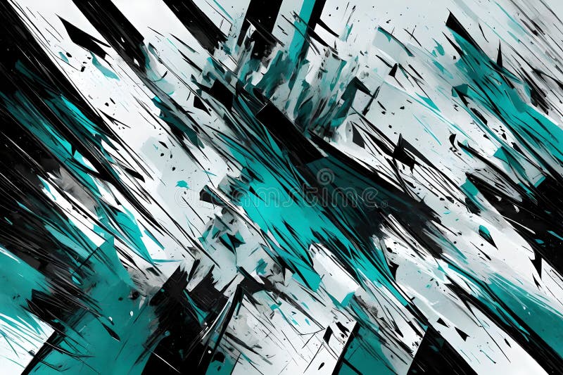 Ethereal convergence: abstract vector art in cyan, black, and white royalty free illustration