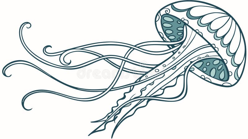 Ethereal Jellyfish Floating in Deep Ocean Waters Art, vector design Generative AI vector illustration