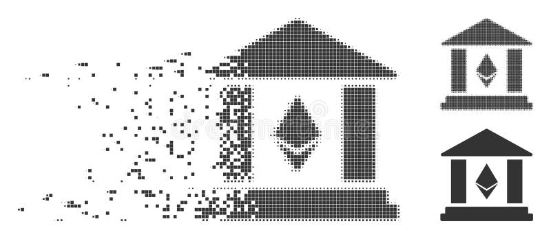 Ethereum Bank Building Moving Pixel Icon vector illustration