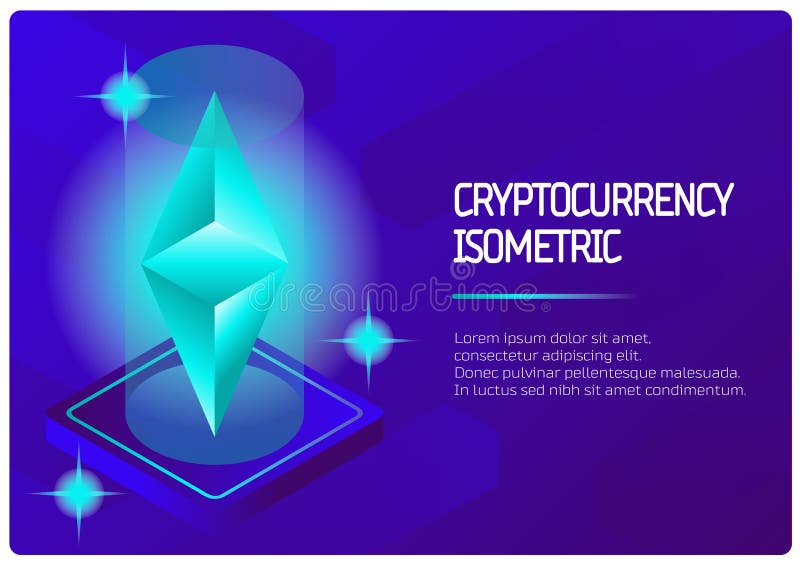 Ethereum color isometric banner stock illustration Ethereum color isometric banner stock illustration
