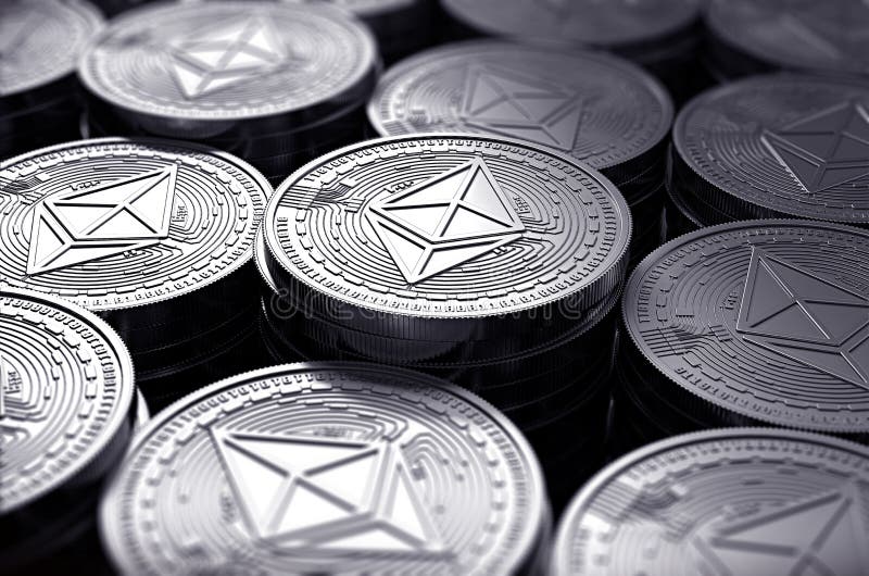 Ethereum conia ETH in primo piano confuso Nuovo cryptocurrency e concetto moderno di attività bancarie illustrazione vettoriale