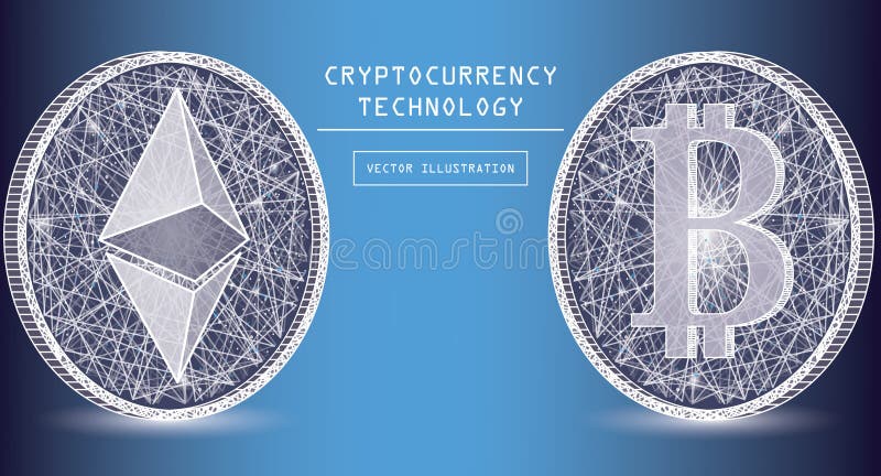 Ethereum cyfrowej waluty wektorowe ikony i symbole Crypto waluta żetonu monety ilustracja wektor