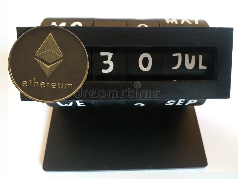 Ethereum with the date of his birthday, July 30, 2015 Dogecoin begins to create its blocks on the Blockchain network. ETH with date marked in calendar, birth and history of the economy of cryptocurrencies. Ethereum with the date of his birthday, July 30, 2015 Dogecoin begins to create its blocks on the Blockchain network. ETH with date marked in calendar, birth and history of the economy of cryptocurrencies