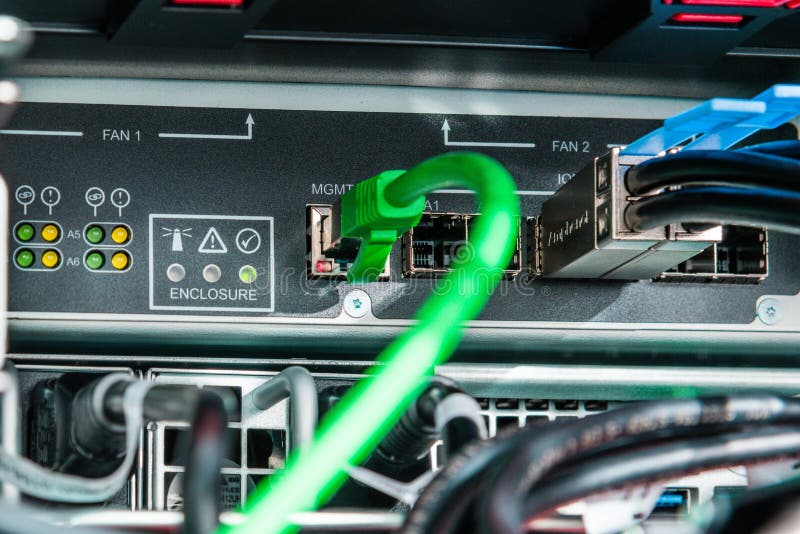 Ethernet cables connected to server switch royalty free stock image