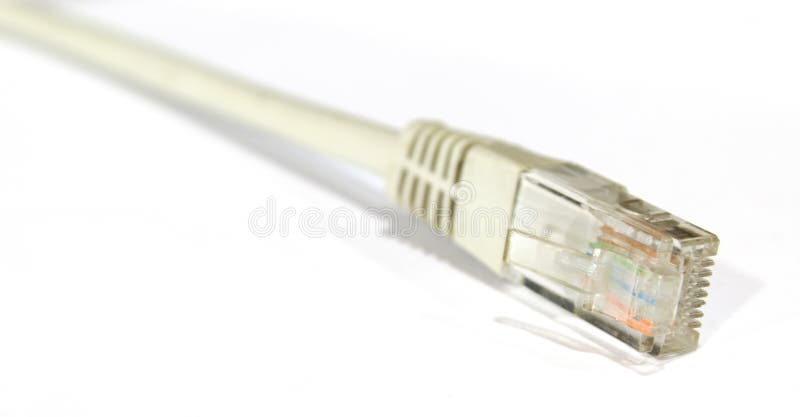 Ethernet/LAN cable closeup and isolated on white background stock photo