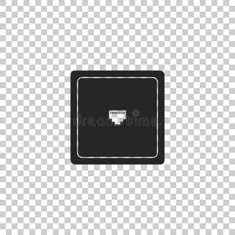 Socket Sign. Network Port Cable Socket Icon Isolated on Transparent Background. LAN