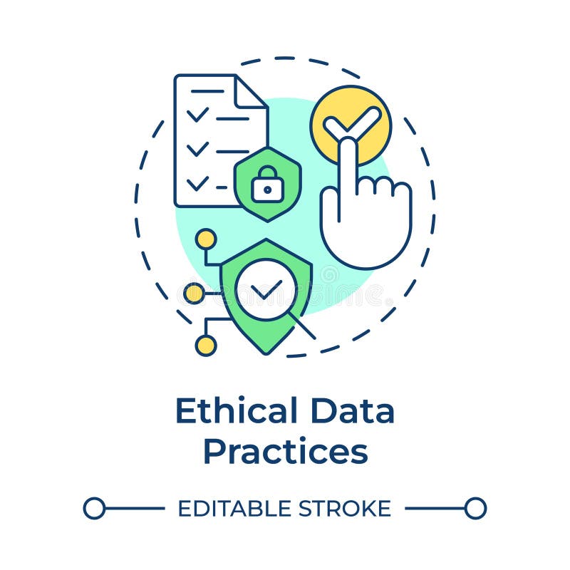 Ethical data practices multi color concept icon royalty free illustration
