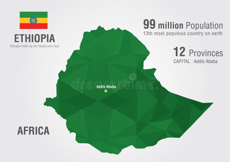 Ethiopia world map with a pixel diamond texture.